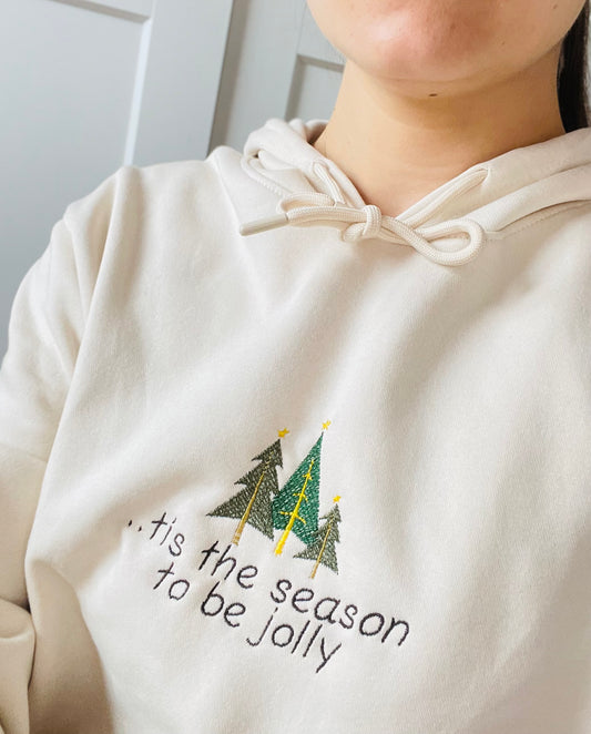 Embroidered Christmas Hoodie - tis the season to be jolly- Custom Xmas Sweatshirt- Holidays cosy hoodie