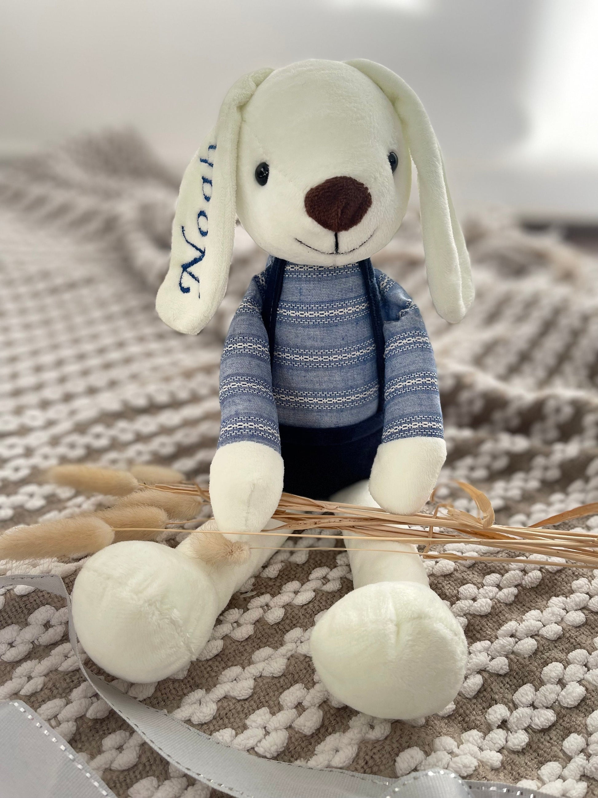 Adorable Bunny Soft Toy - Custom Embroidered - Perfect for Baby Showers and Newborn Gifts!