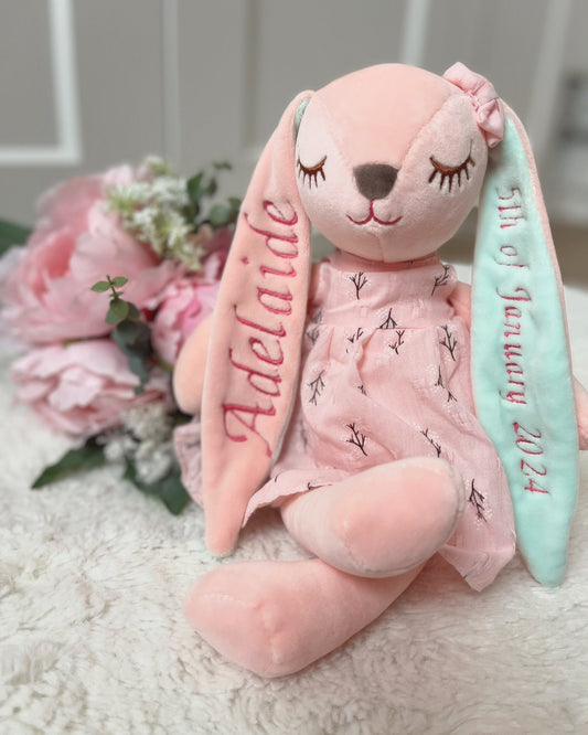 Adorable Customized Bunny: A Thoughtful Baby Shower Present for Newborns - Personalized Bunny with Embroidery