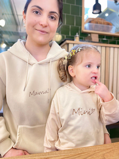 Handmade Mini Me Hoodie with Embroidery - Matching Mom and Daughter Outfit, Best gift for mommy and daughter, gift for kids